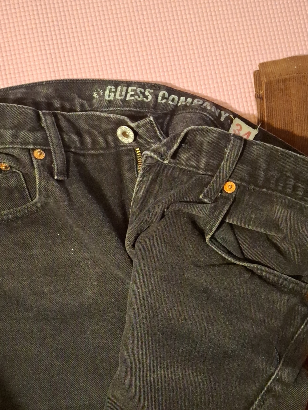 GUESS Women's High-Rise Black Jeans with Branded Waistband